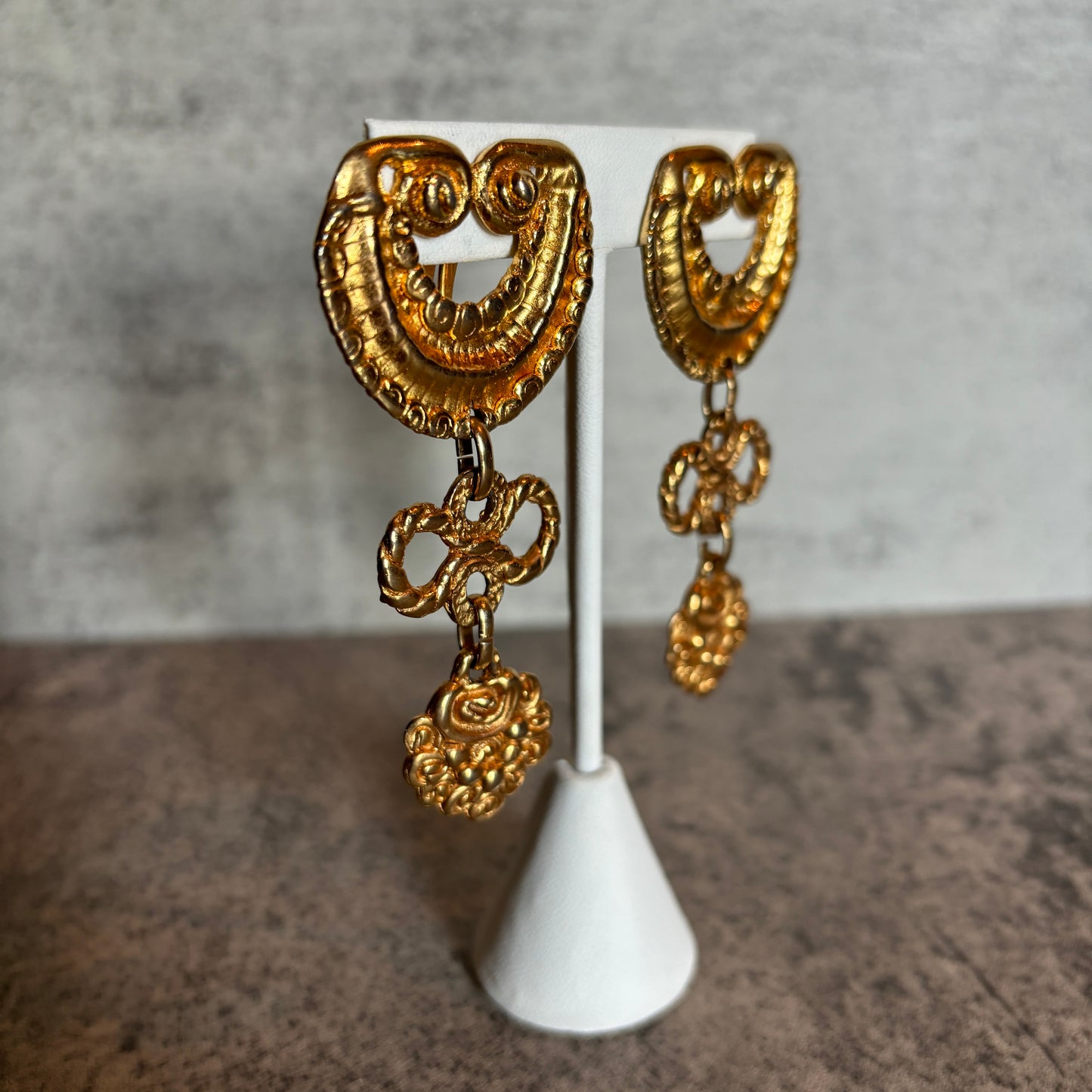 Vintage Statement Baroque Chandelier Clip Earrings