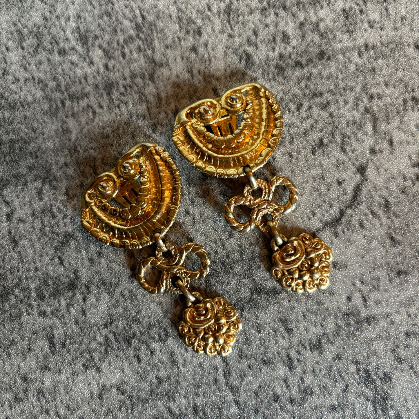 Vintage Statement Baroque Chandelier Clip Earrings