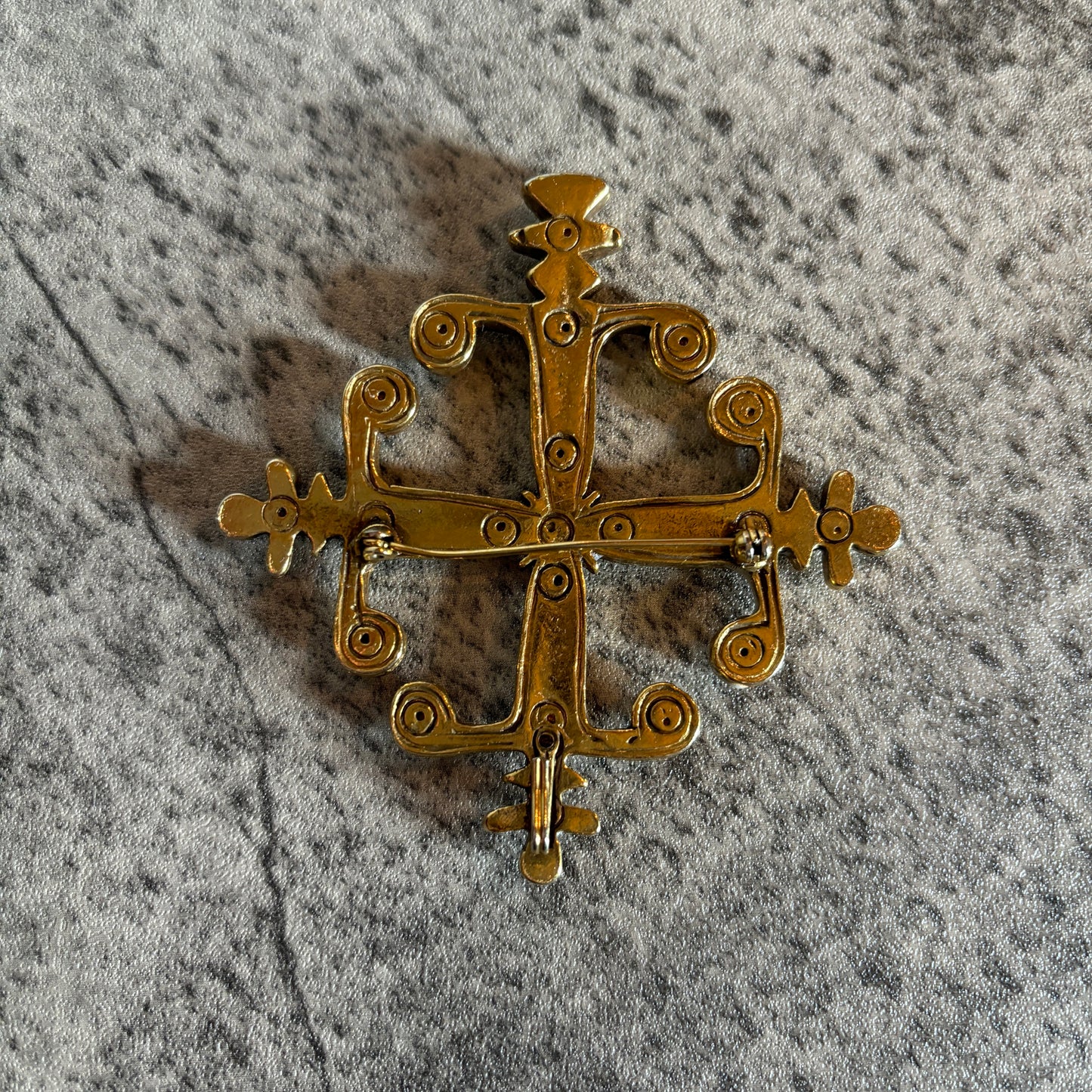 Vintage Etruscan Cross Brooch