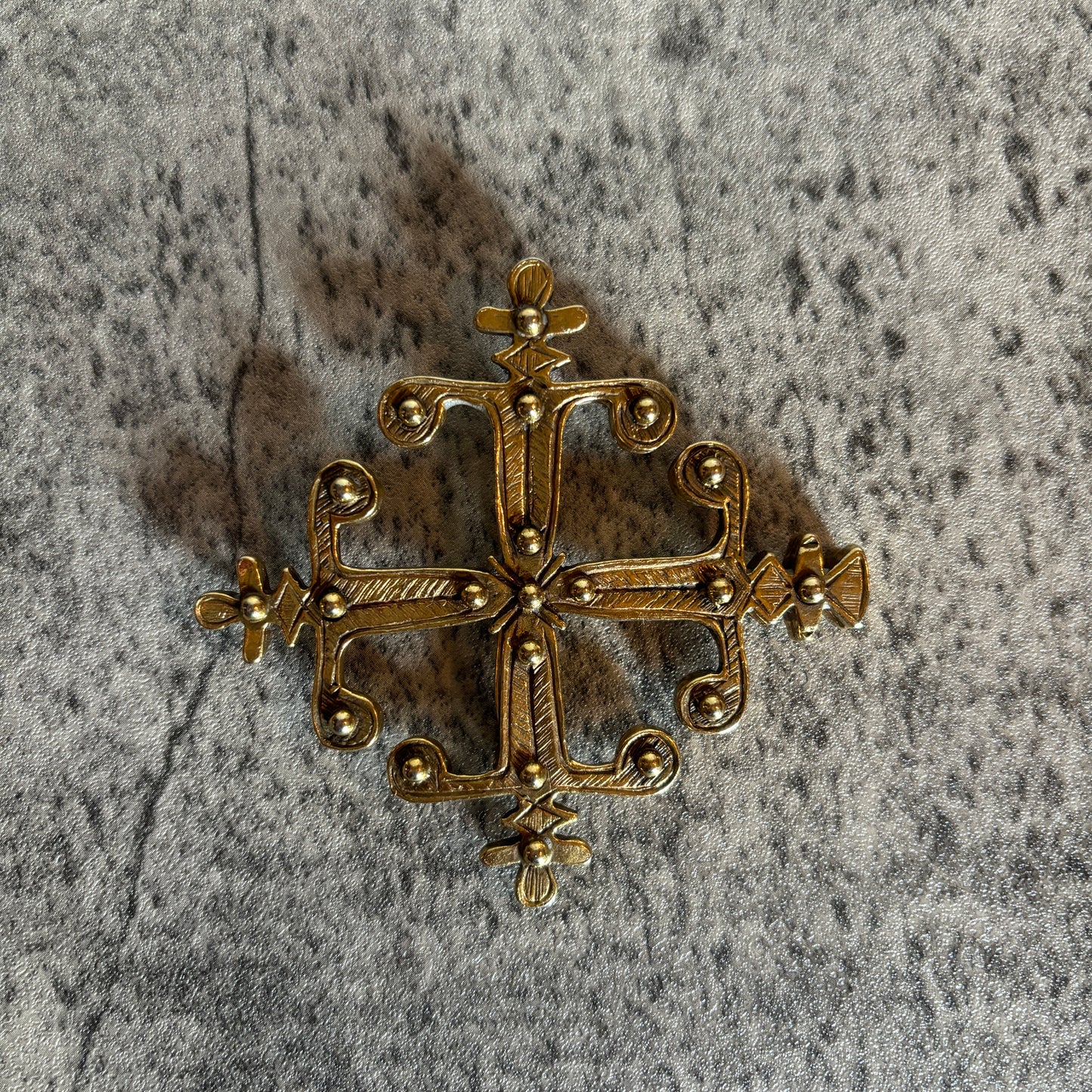 Vintage Etruscan Cross Brooch