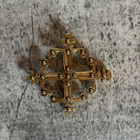 Vintage Etruscan Cross Brooch