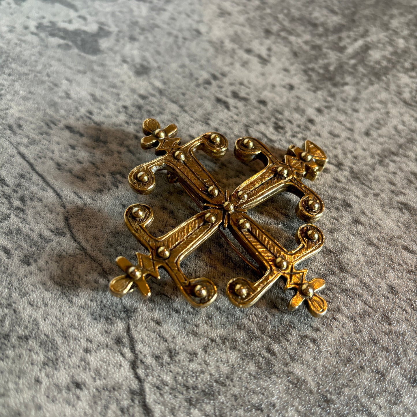 Vintage Etruscan Cross Brooch