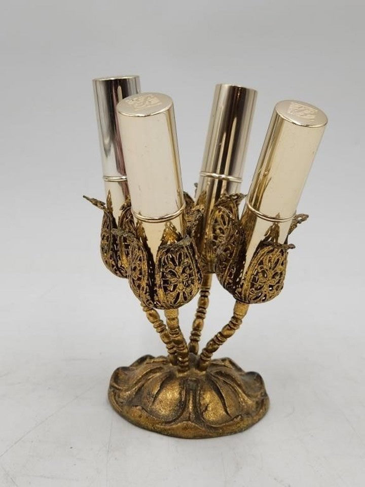 Vintage Brass Tulip Four Lipstick Holder