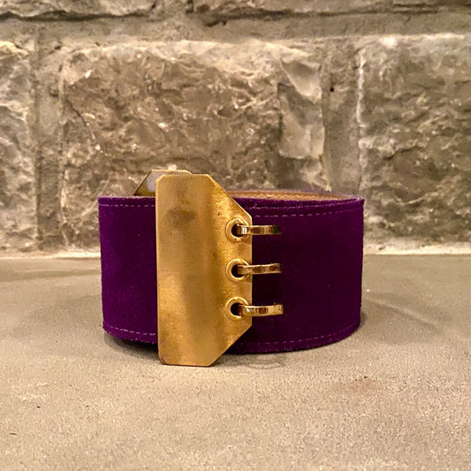 1980s Wide Suede Belt with Gold Buckle