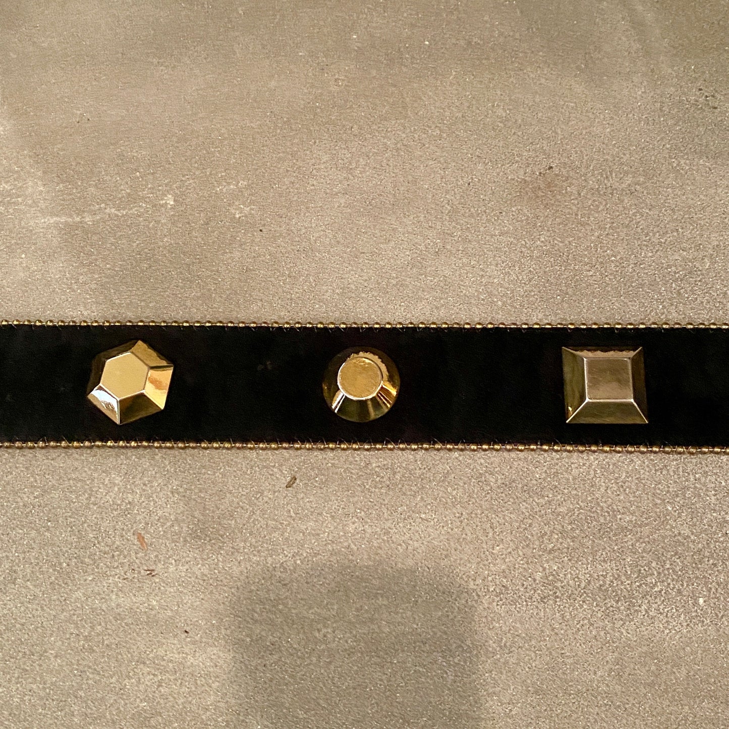 1980's Wide Suede Belt with Gold Rivets