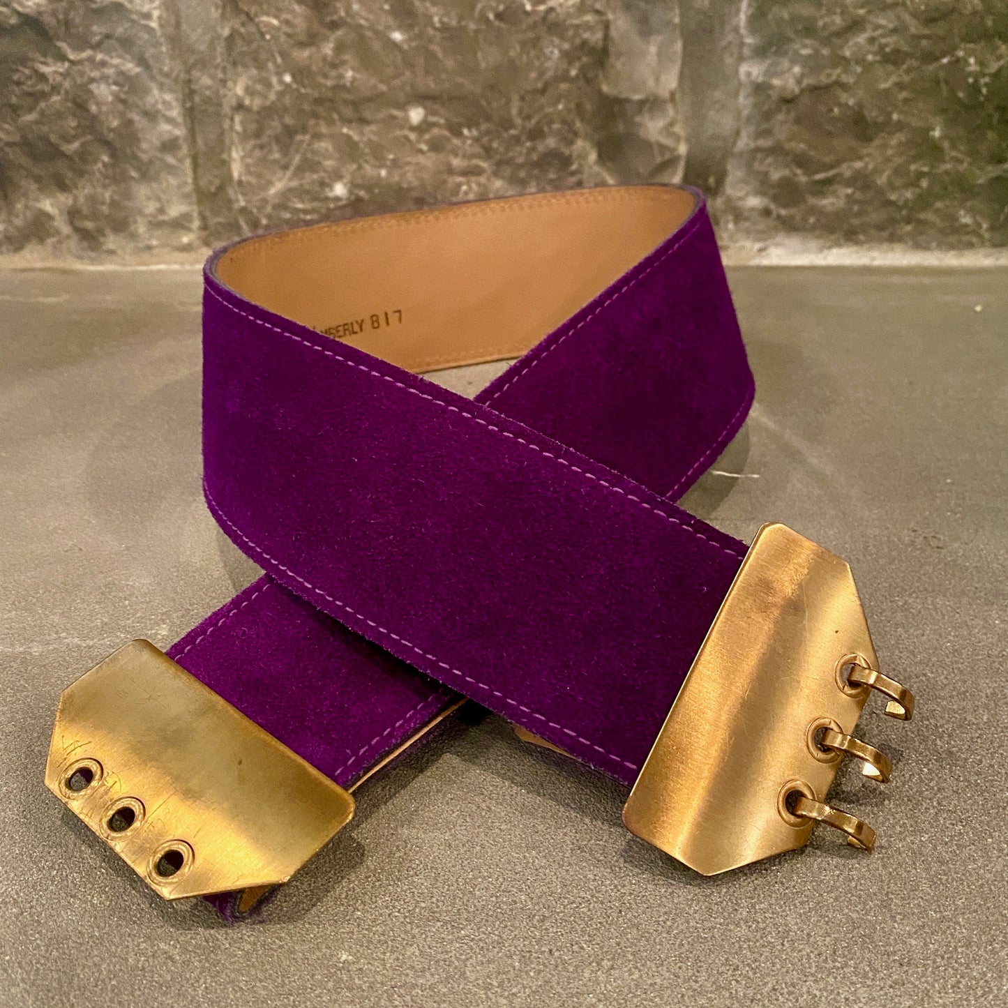 1980s Wide Suede Belt with Gold Buckle