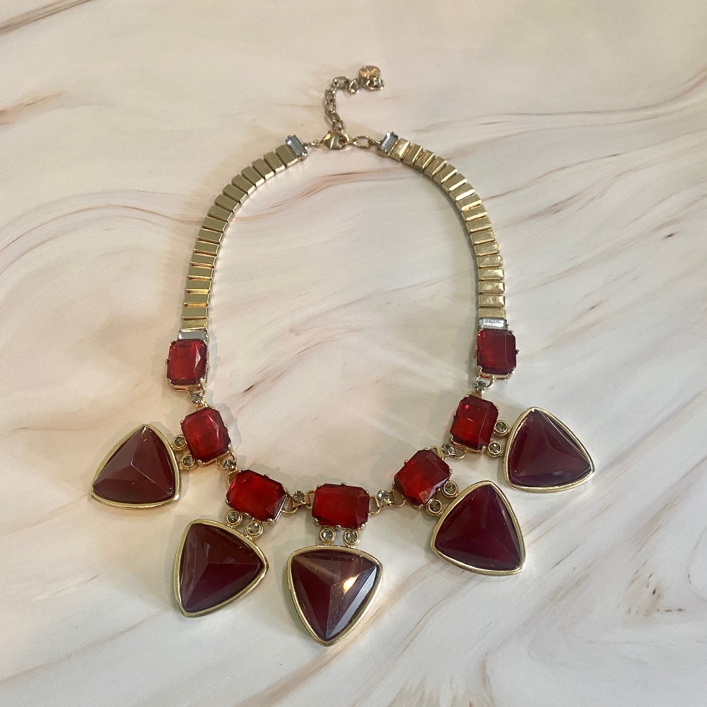 Queen of Hearts Graziano  Red Jeweled Statement Necklace