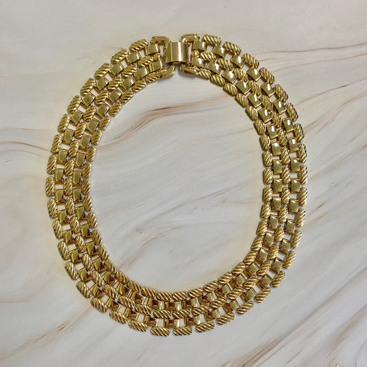 Flat Chain Gold Collar Necklace