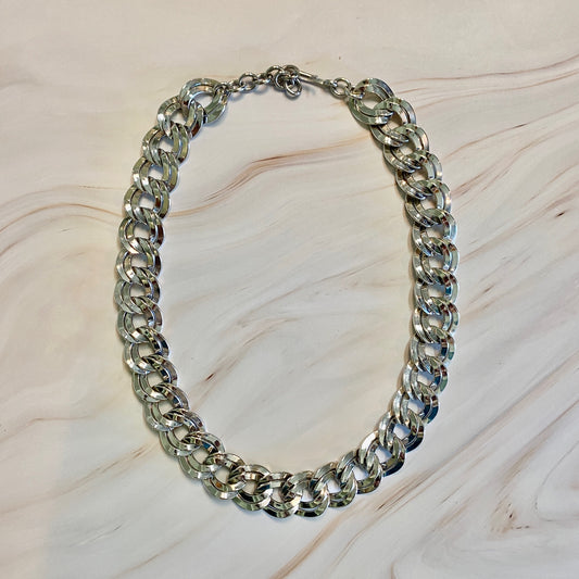 Monet Silver Double Link Curb Chain Necklace