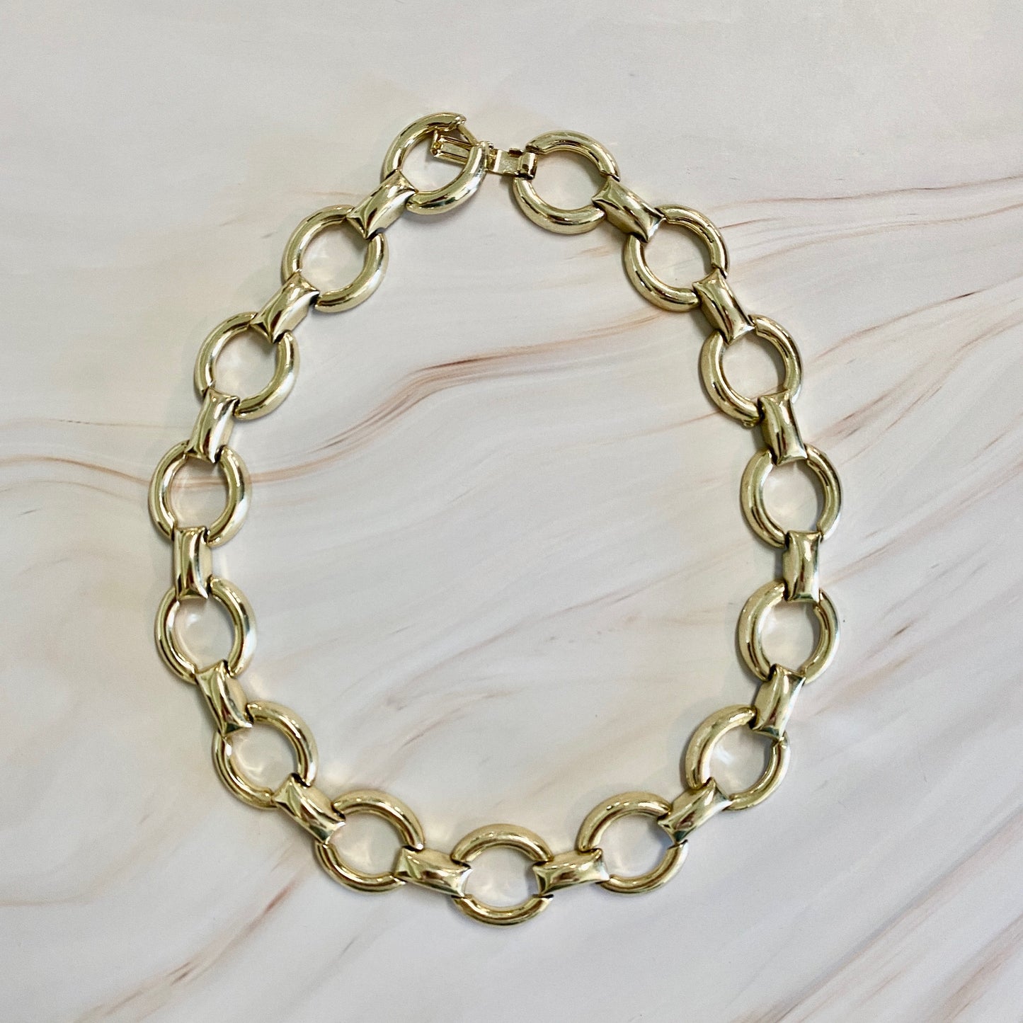 Gold Tone Loop Chain Necklace