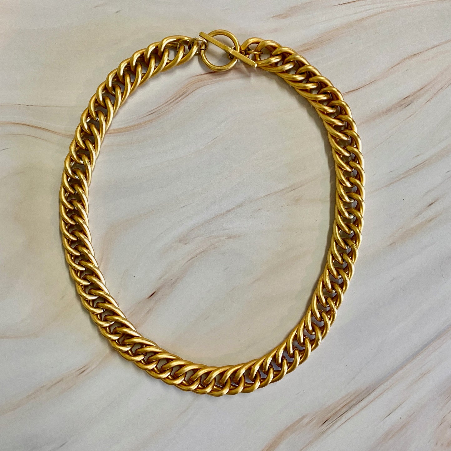 Matte Gold Tone Curb Chain Necklace