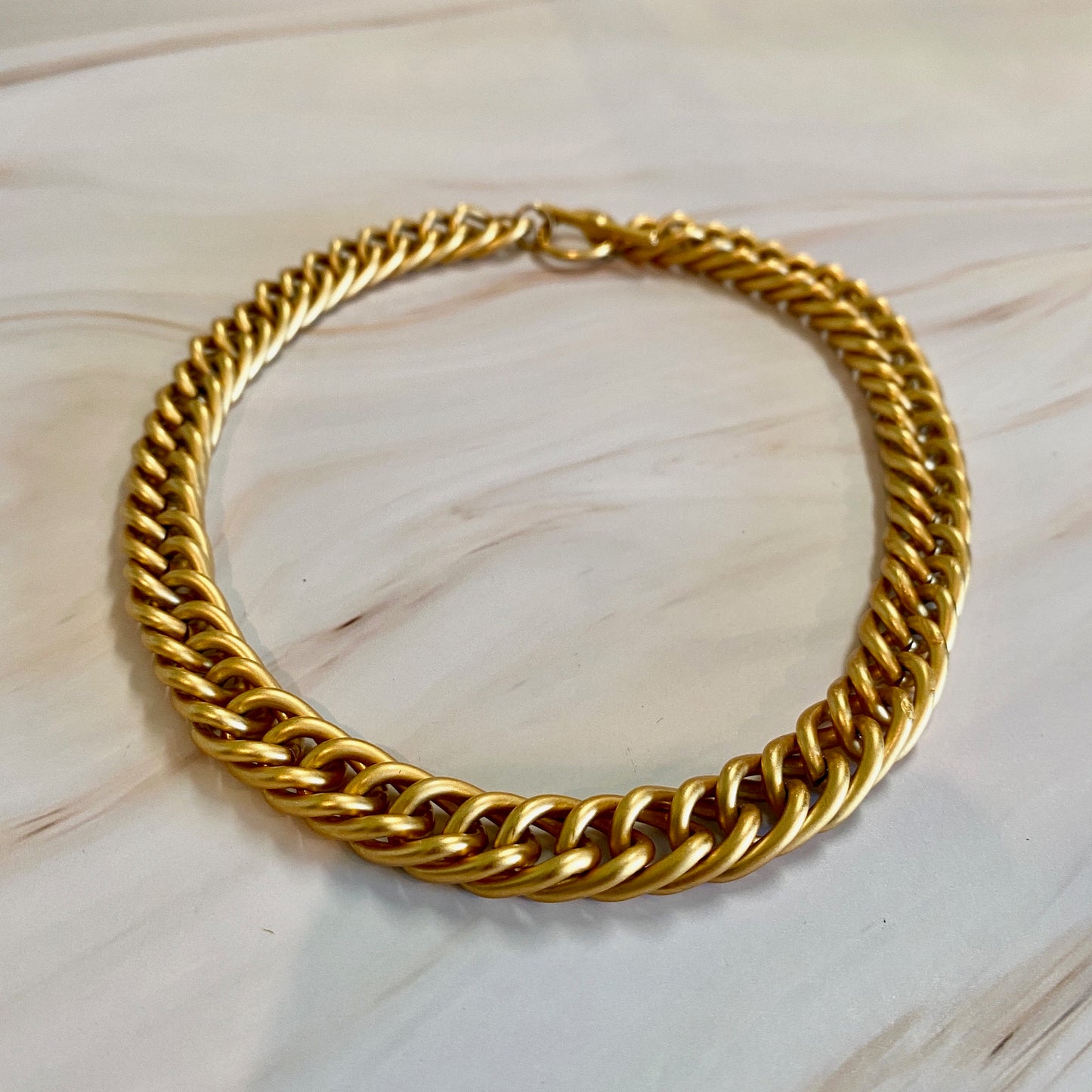 Matte Gold Tone Curb Chain Necklace