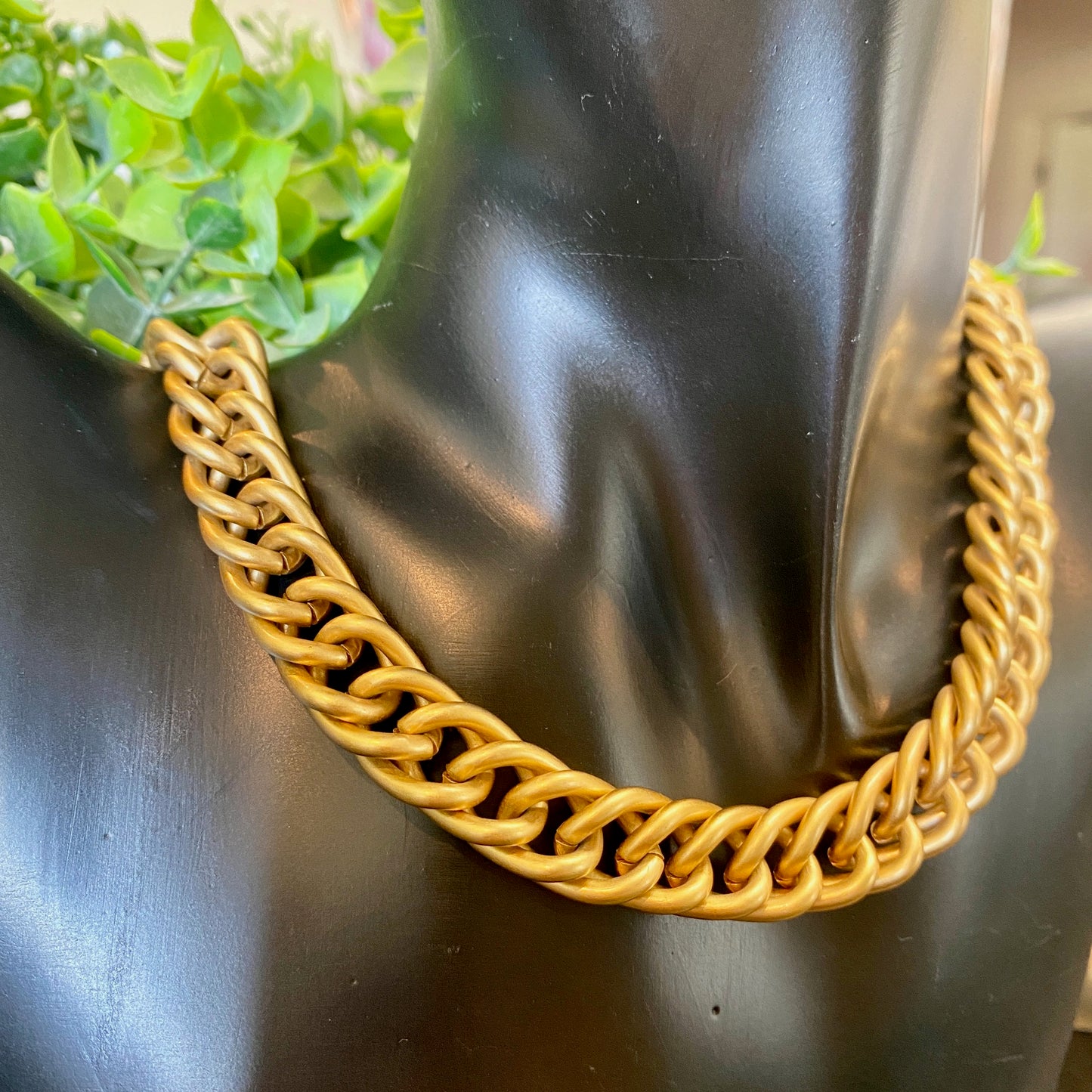 Matte Gold Tone Curb Chain Necklace