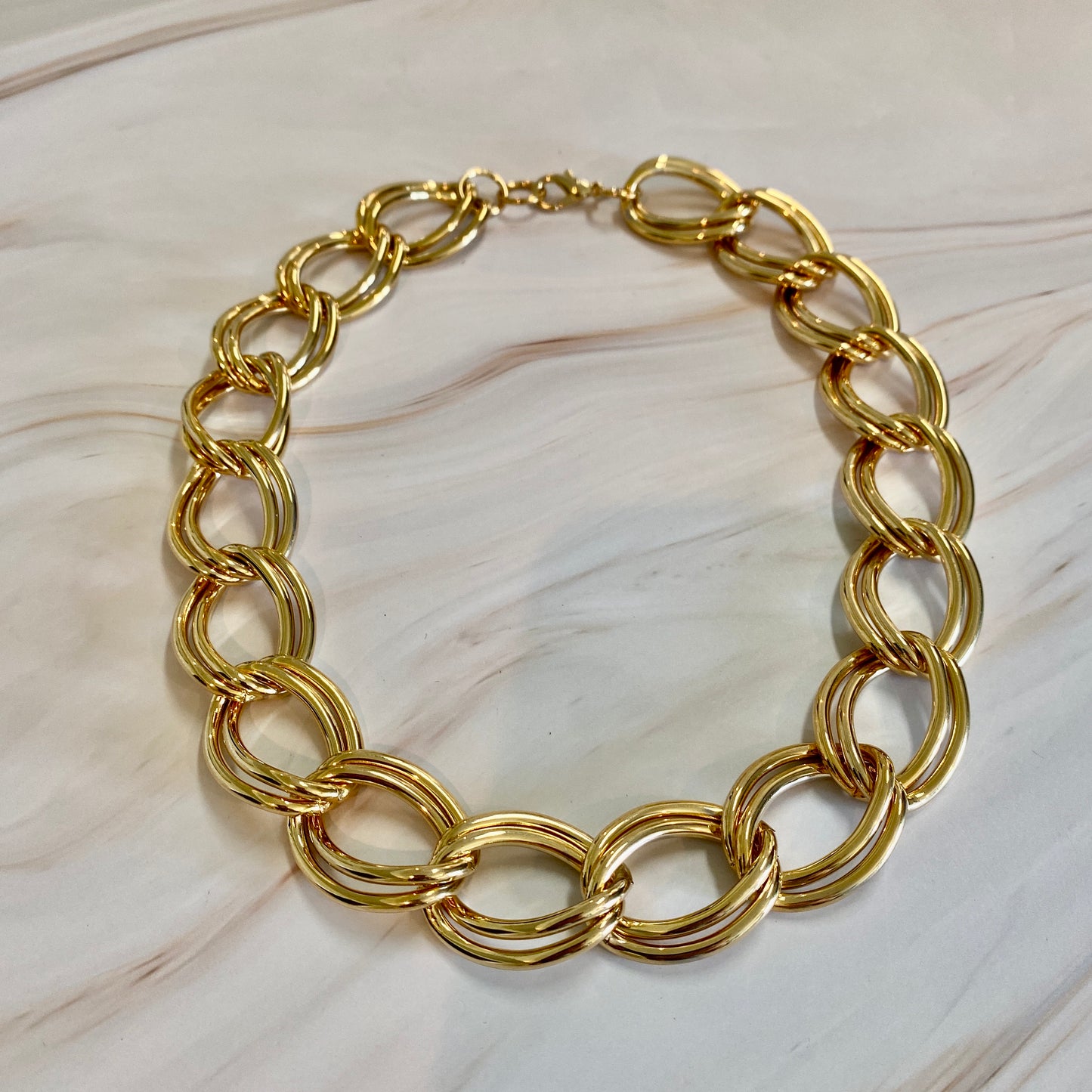 Gold Large Double-Link Curb Chain Necklace