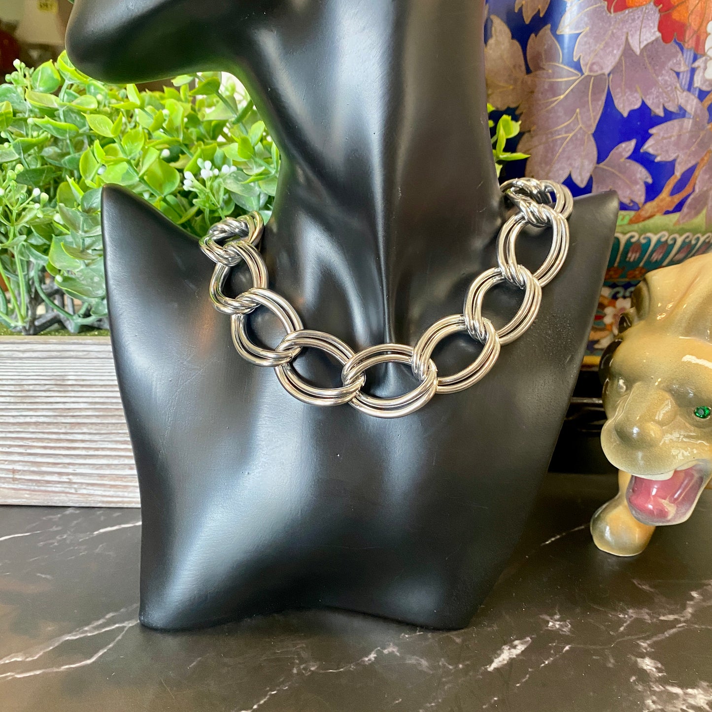 Silver Double-Link Curb Chain Necklace