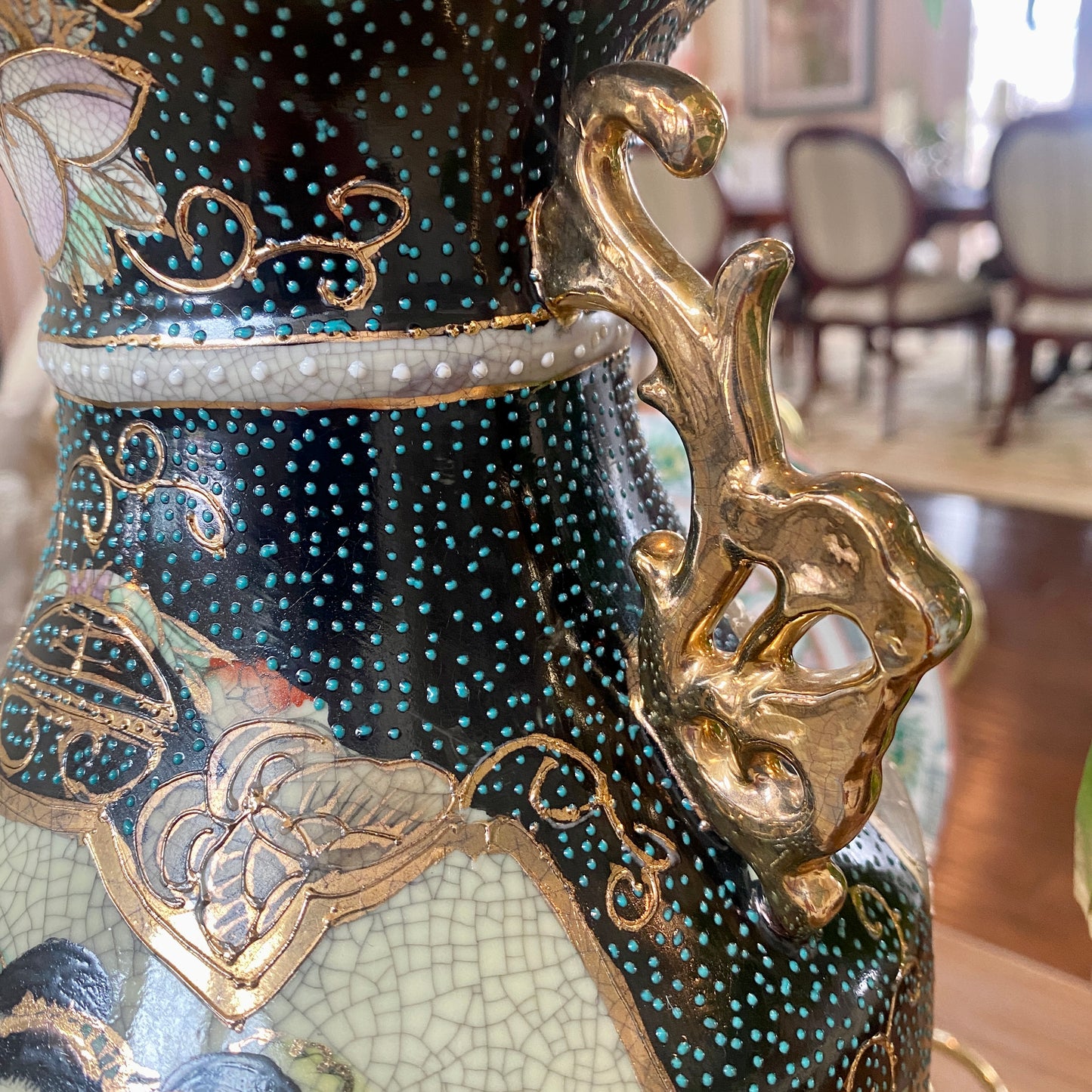 Royal Satsuma 24K "Three Geishas" Hand-Painted Vase