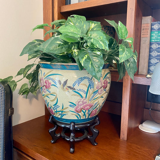 Chinese Porcelain Enamel Floral Motif Jardiniere Planter